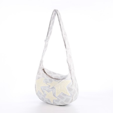 Youth bag with zipper, gray/white color