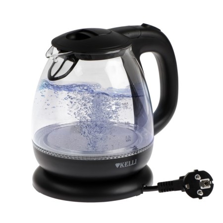 Electric kettle Kelli KL-1370, glass, 1 l, 1100 watts, black