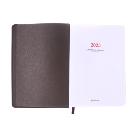 Dated diary 2025, A5, 176 sheets, Hong Kong, solid cover, pancake embossing, with liesse, block 80 g/m2, brown-3