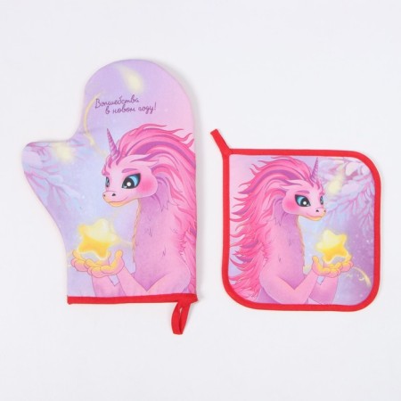 Set of kitchen. Ethel of "Magic": 19x19 cm, mittens-output 20x28 cm, 100% HL-1