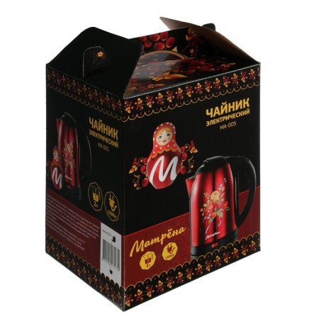Electric kettle "Matryona" MA-005, Metal, 2 l, 1500 watts, red with a pattern "Khokhloma"-8