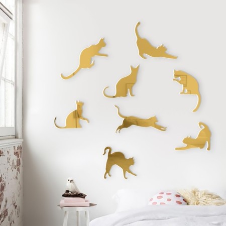 Interior stickers "cats", mirror, decor on the wall, set 8 pcs-1
