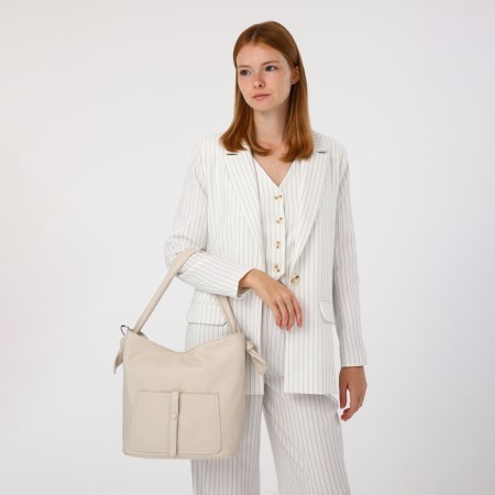Luggage bag on lightning, 2 external pockets, milk color-8