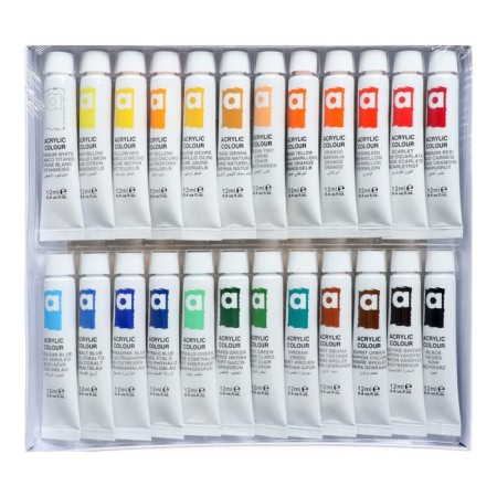 Acrylic paints 12 ml, in a metal tube, in a cardboard box, 24 colors-1