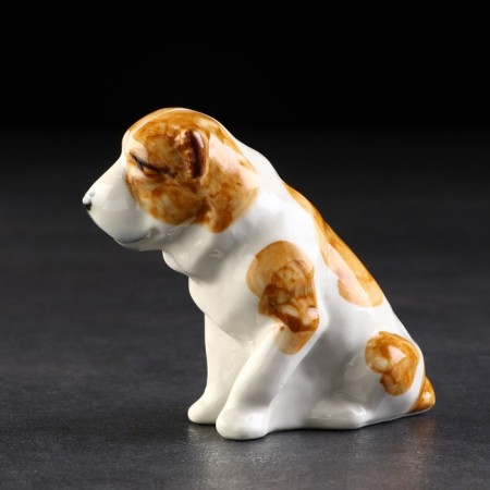 Porcelain figurine "Alabai red-white", 10 cm, author's painting-1