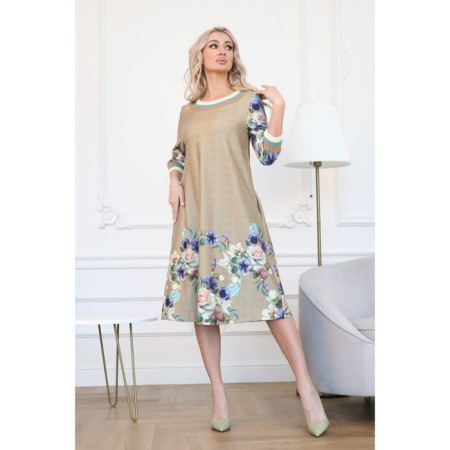 Women's dress, size 46, beige color-7
