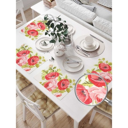 A set of napkins for setting the table "Wall of roses", rectangular, size 32x46 cm, 4 pcs-1