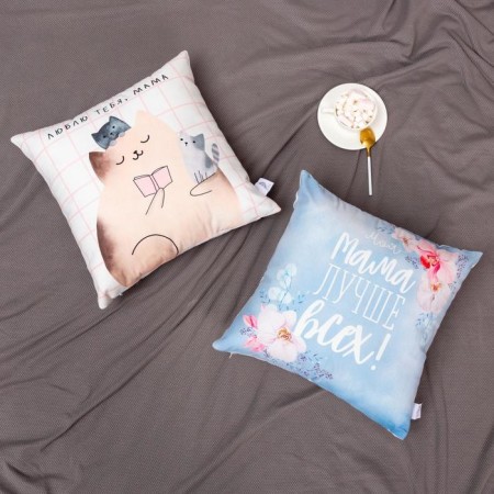 Pillow "Ethel" Best Mom, 40x40 cm, velor, 100% p/e-3