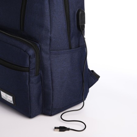 Youth backpack from lightning textiles, 5 pockets, USB, blue color-5