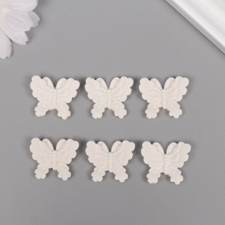 Decor for the creativity of the Polystone "Butterflies" White Set 6 pcs 2.7x2.5 cm-2