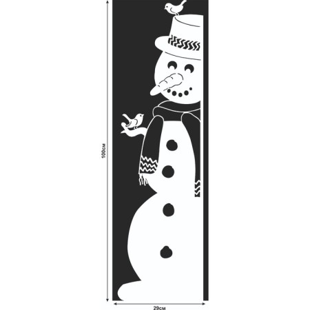 Decorative sticker for windows "Snowman" 29x100 cm (snow 10x20 cm)-1