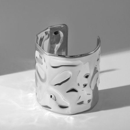 Bracelet Metal "Cuff" with recesses, silver color-1
