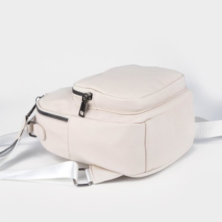 Women's backpack of artificial leather with lightning, 1 pocket, white color-2