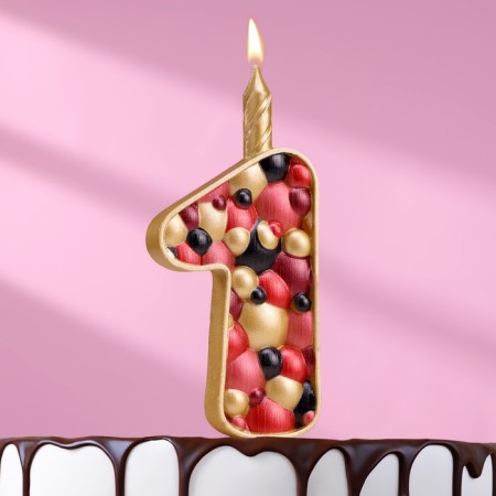 Candle for the cake "Bubbles", the number "1", 10 cm, gold