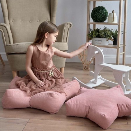 Decorative pillow "Stars", size 55x55x12 cm, light pink color-4