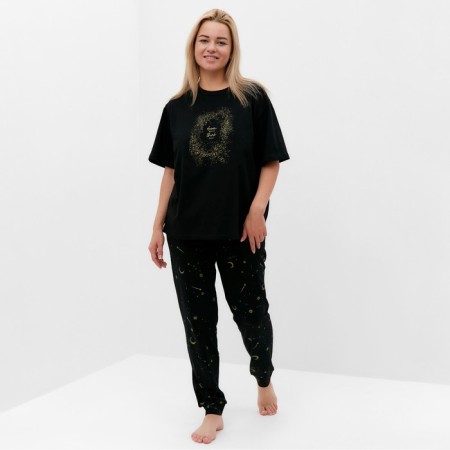 Female set (T -shirt/pants), black color, size 50-5