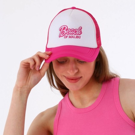 Women's cap with a grid Beach, pink color, rr 56-9