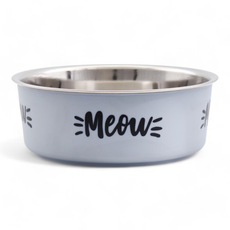 Bowl with silicone base "meow", gray, 500 ml-2