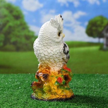 Garden figure "Owl with a bouquet of roses" White, 26cm-7