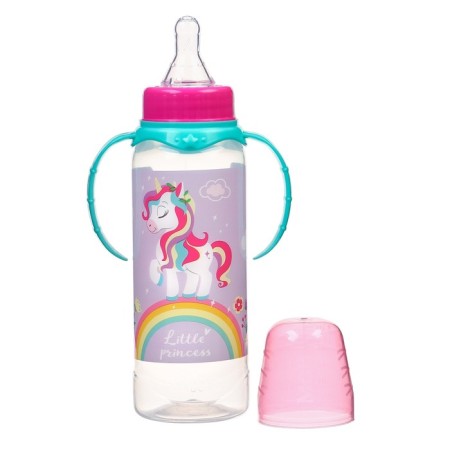 A bottle of feeding "Unicorn", classic throat, 250 ml., 3 months, cylinder, with handles-1