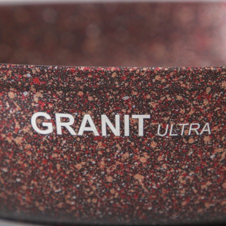 Granit Ultra Red, D = 24 cm pan, plastic handle, glass cover, anti -stick coating, brown color-7