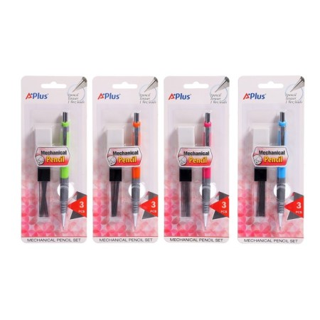 Mechanical pencil 0.7 mm Beifa Premium office, with an eraser, with interchangeable stiffles, anti -slip housing, mix