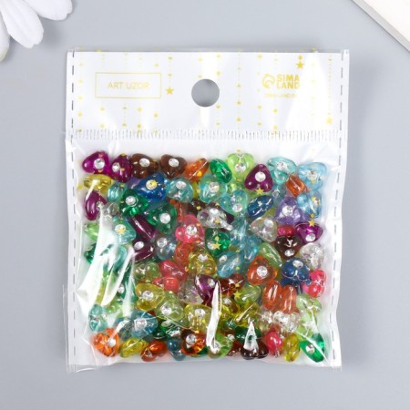 A set of beads for creativity Plastic "Hearts with Strabs" 20 grams 0.7x0.7 cm-4