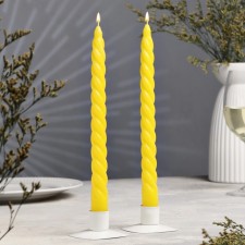A set of candles of twisted, 2.2x 25 cm, lacquered 2 pieces, yellow