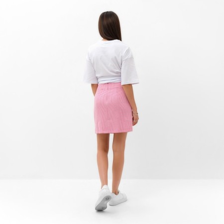 Women's skirt with a cut Mist p. 46, pink/white-3