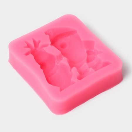 Mold "Santa Claus and Deer", silicone, 6.5 × 5.7 × 1.8 cm, pink color-1