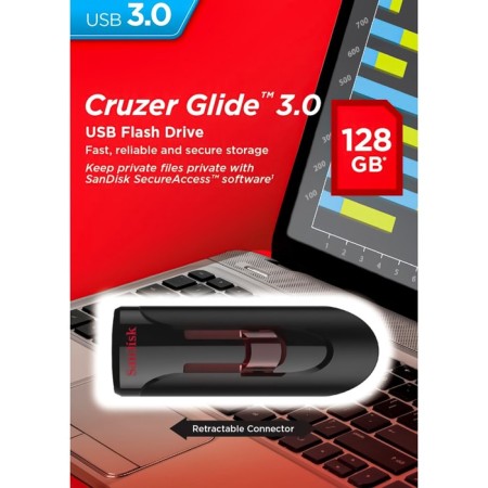 USB flash drive_128 GB Sandisk Cruzer Glide 3.0 USB 3.0 SDCZ600-128G-G35