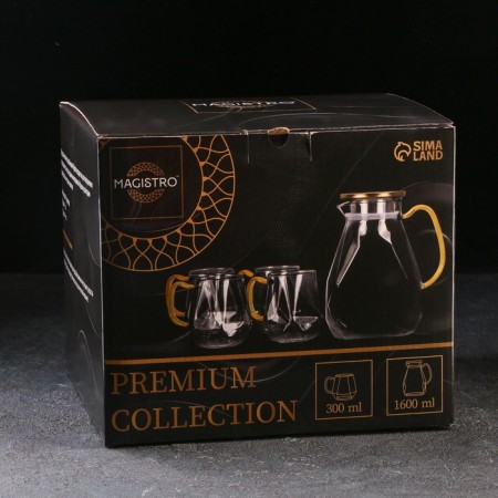 Set for drinks made of glass Magistro "Ice", 5 items: jug 1.6 liters, 4 circles 300 ml-7