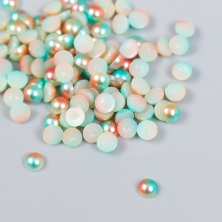 Decor "Semiobusins ​​and rhinestones. Persian-blue gradient" D = 4 mm 10g 200 pcs 5x2.5 cm mix-2