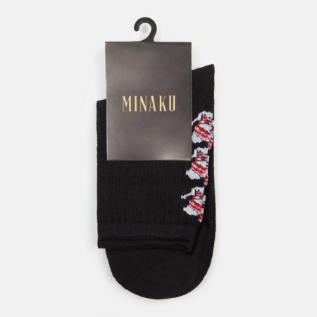 Women's socks minku "snowmen", black color, size 38-39 (25 cm)-3