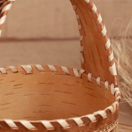 Basket "Flowers", D - 22.5 cm; H (with a handle) - 17 cm; H side - 6.5 cm-2