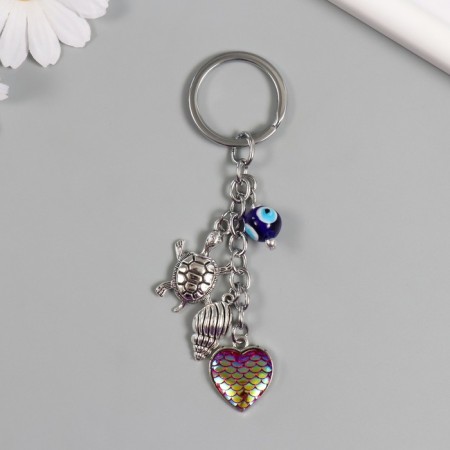 A keychain from the evil eye "Metal" Turtle with a shell and heart "8 cm