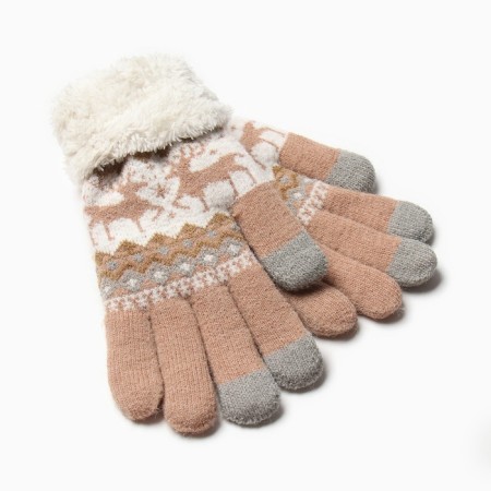 Female gloves on the claim Minaku 22 cm beige-3