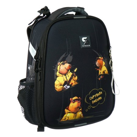 School backpack 38 x 30 x 16 cm, ergonomic back, Stavia "capybara", black-1