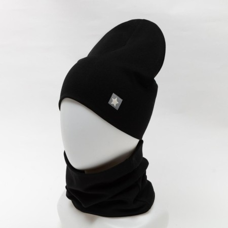 Two-layer children's hat, black color, size 50-54-2