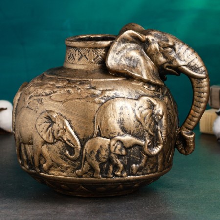 Kashpo - Vase "African Elephants" 22x26x22cm, Bronze-2
