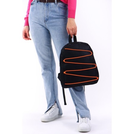 School backpack textile with lacing, black color-6