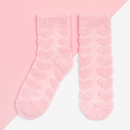 Socks for girls Tainted KAFTAN "Hearts", size 16-18 cm, pink color
