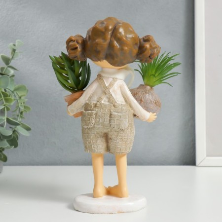 Polystone souvenir "Baby with tails, with plants in pots" 20.5x8x10.3 cm-2