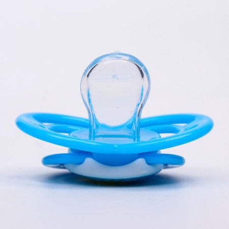 Orthodontic dummy nipple, silicone, from 3 months, “lion”, blue color-1