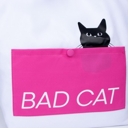 Bad Copper Bad Cat without a zipper with lining, external pocket, white color-2