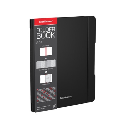 Notebook A5+, 48 sheets in the Erichkrause "Folderbook", a replaceable plastic cover, an offset unit, black-1