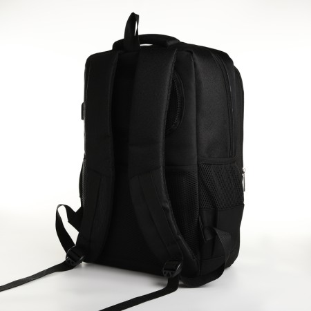 Youth backpack, 2 lightning departments, 4 pockets, with USB, black color-3