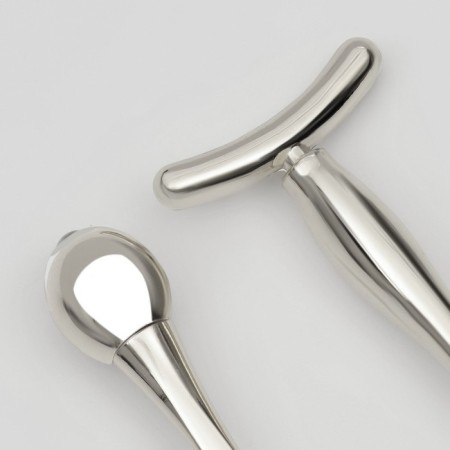 Massagers for the face and neckline, set - 2 pcs, silver color-1