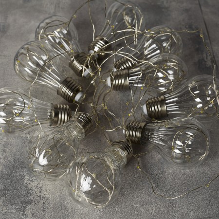 Garland “thread” 3 m dews with nozzles “volumetric bulbs”, IP20, silver thread, 100 LED, glow warm white, 3.5 in-5