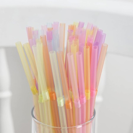 Disposable tubes for drinks of the share, 21 cm, d = 5 mm, 250 pcs, neon, with corrugation, color mix-1
